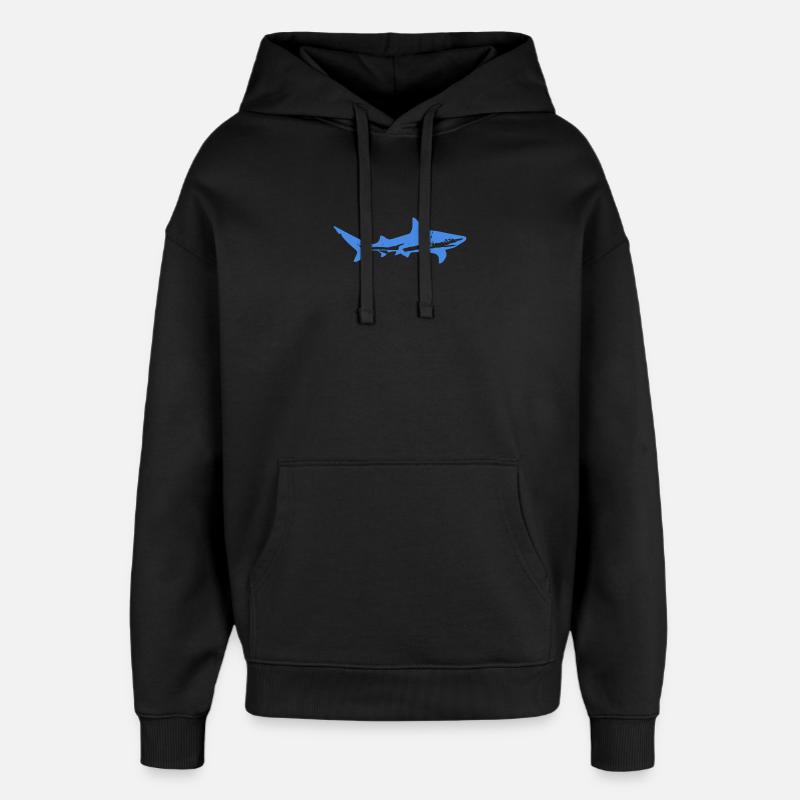 Requin bleu - Sweat à capuche unisexe Stanley/Stella Oversized - noir