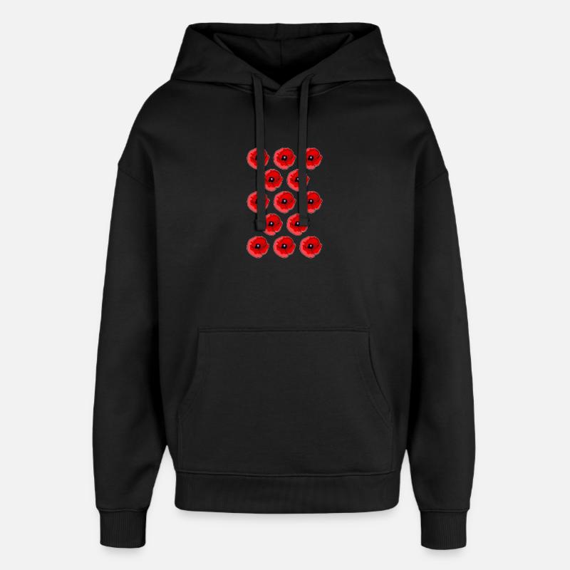 Motif abstrait coquelicots - Sweat à capuche unisexe Stanley/Stella Oversized - noir
