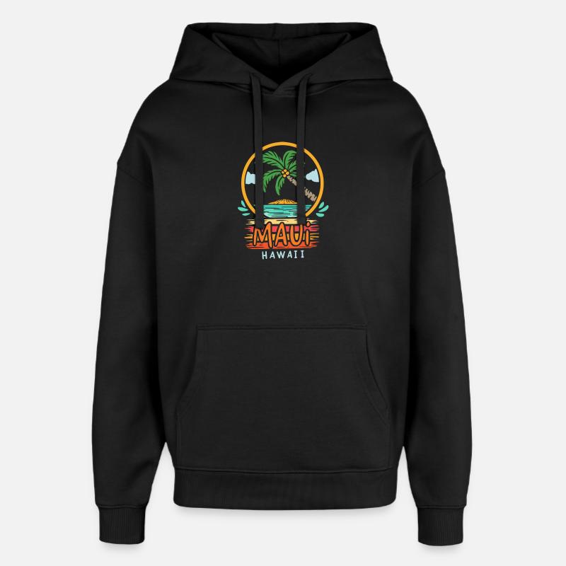 Maui Hawaï Rétro - Sweat à capuche unisexe Stanley/Stella Oversized - noir