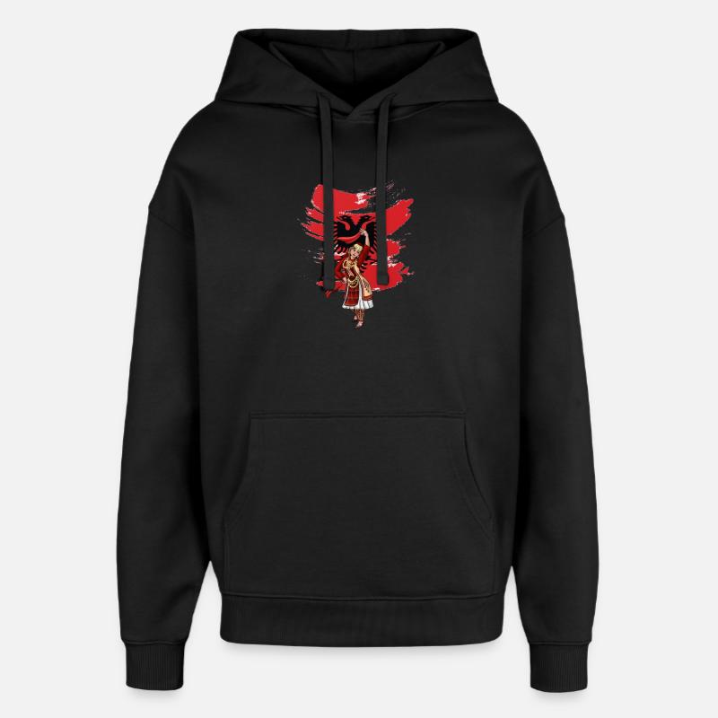 Drapeau albanais « Nuse albanaise » - Sweat à capuche unisexe Stanley/Stella Oversized - noir
