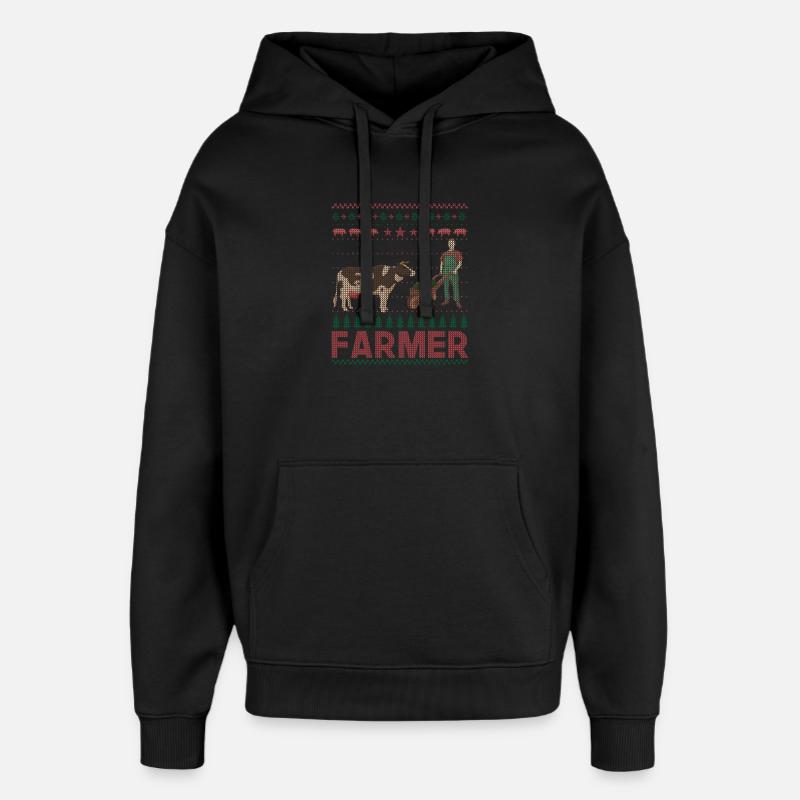 Noël fermier fermier vache - Sweat à capuche unisexe Stanley/Stella Oversized - noir