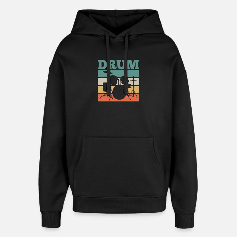 Drummer Drums Retro - Sweat à capuche unisexe Stanley/Stella Oversized - noir