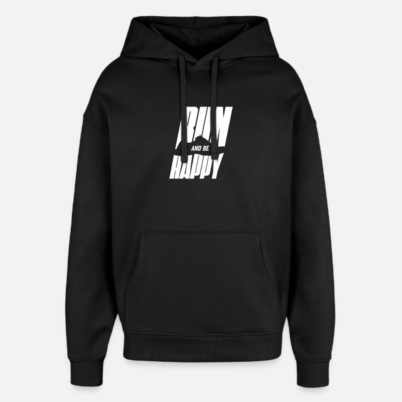 Courir heureux - Sweat à capuche unisexe Stanley/Stella Oversized - noir