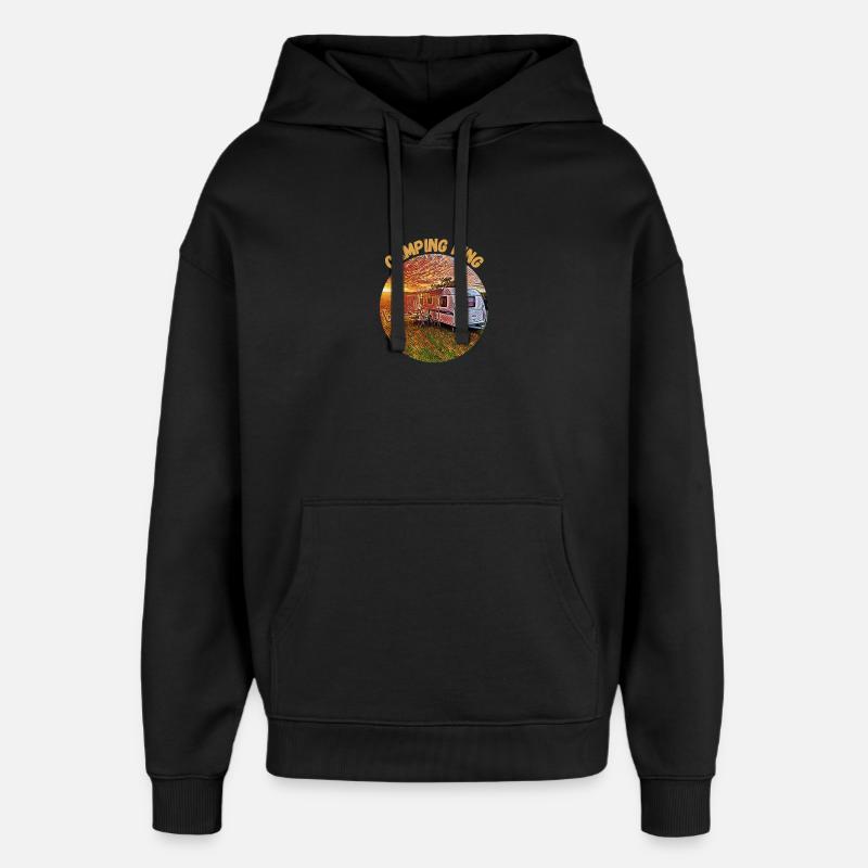 Camping King, Caravan, Design, Gift idea, - Oversized Unisex Hoodie by Stanley/Stella - black