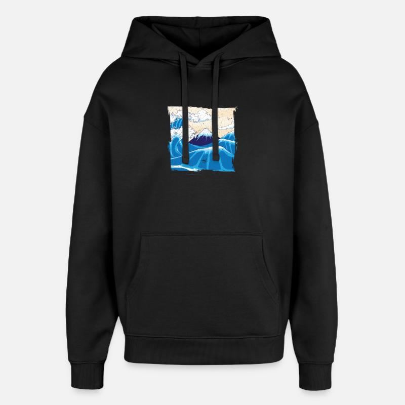 Japonais Big Wave Japon - Sweat à capuche unisexe Stanley/Stella Oversized - noir