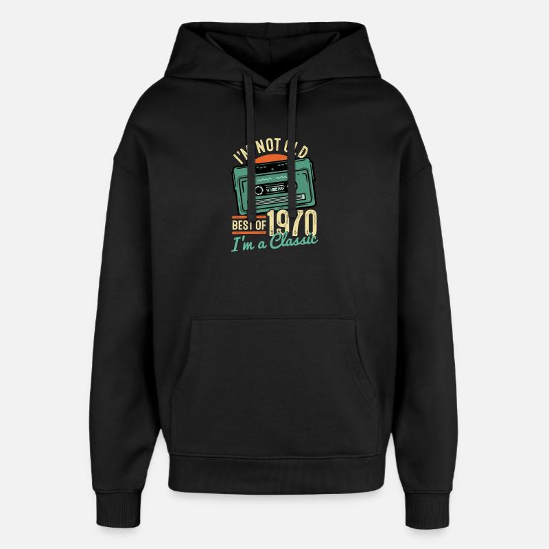 Anniversaire 1970 - Sweat à capuche unisexe Stanley/Stella Oversized - noir