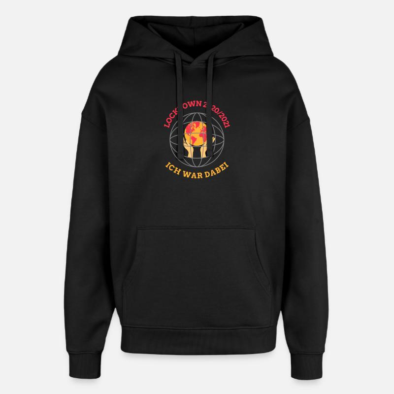 Lockdown 2020/21 – Globe and hands - Oversized Unisex Hoodie by Stanley/Stella - black