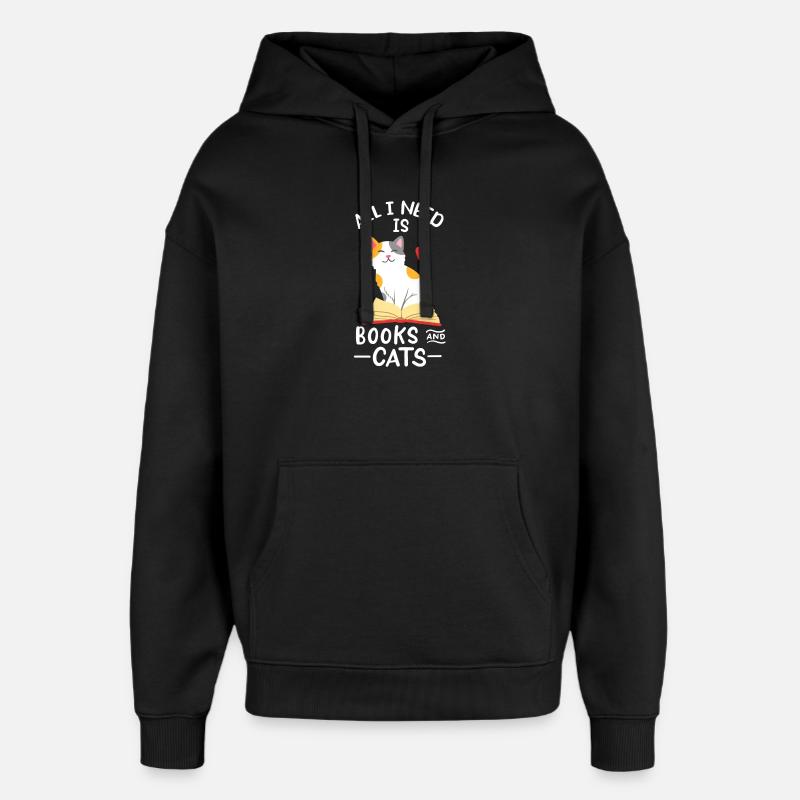 Bücher Katzen - Oversized Unisex Hoodie von Stanley/Stella - Schwarz