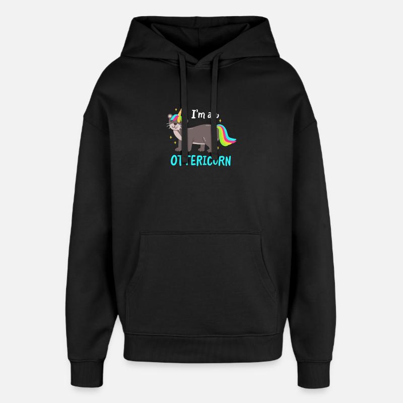 Otter Einhorn - Oversized Unisex Hoodie von Stanley/Stella - Schwarz