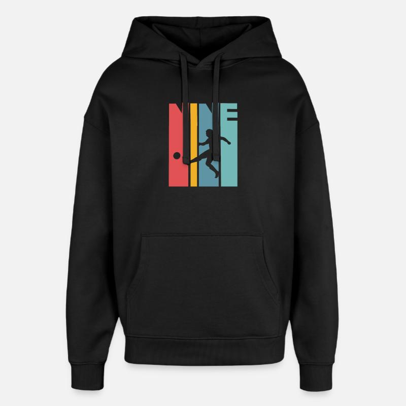 Football 9 ans d’anniversaire d’enfant - Sweat à capuche unisexe Stanley/Stella Oversized - noir