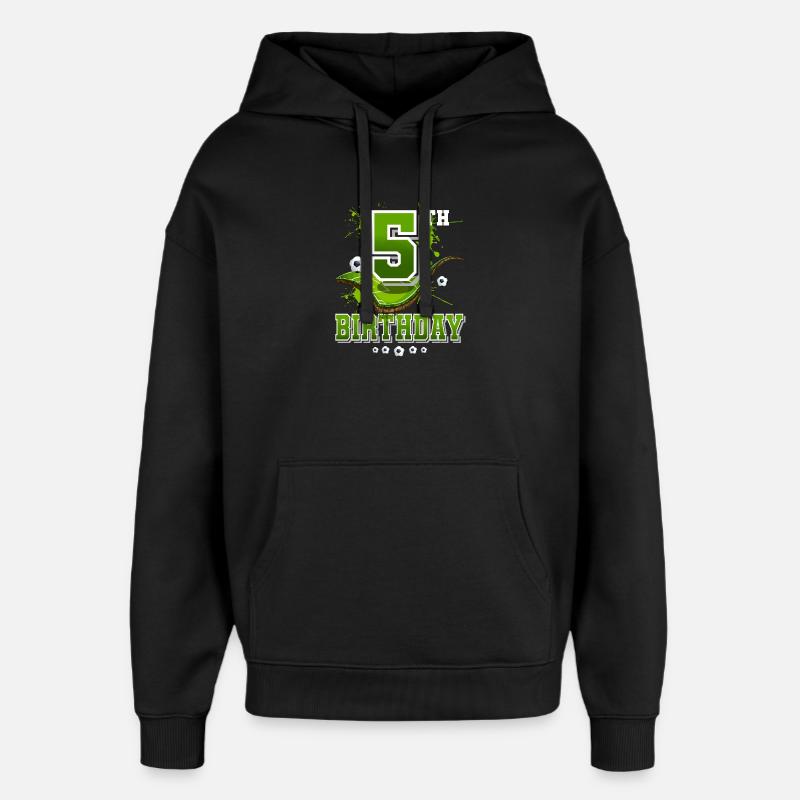 5ème anniversaire football 5 ans - Sweat à capuche unisexe Stanley/Stella Oversized - noir