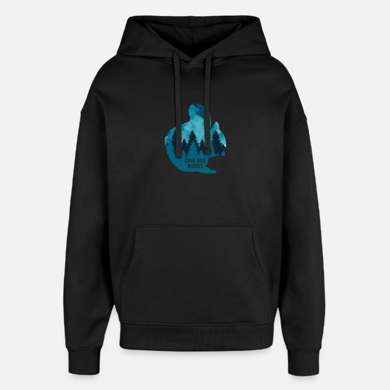 Klimawandel Umweltschutz Eichhörnchen Naturschutz - Oversized Unisex Hoodie von Stanley/Stella - Schwarz