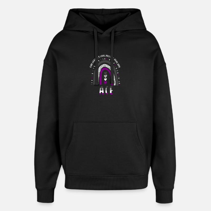 Ace Pride Boho Arc-en-ciel - Sweat à capuche unisexe Stanley/Stella Oversized - noir
