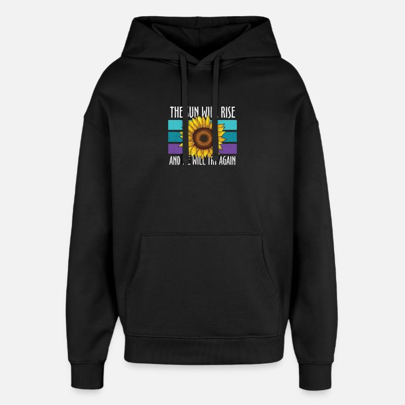 Prévention du suicide tournesol - Sweat à capuche unisexe Stanley/Stella Oversized - noir
