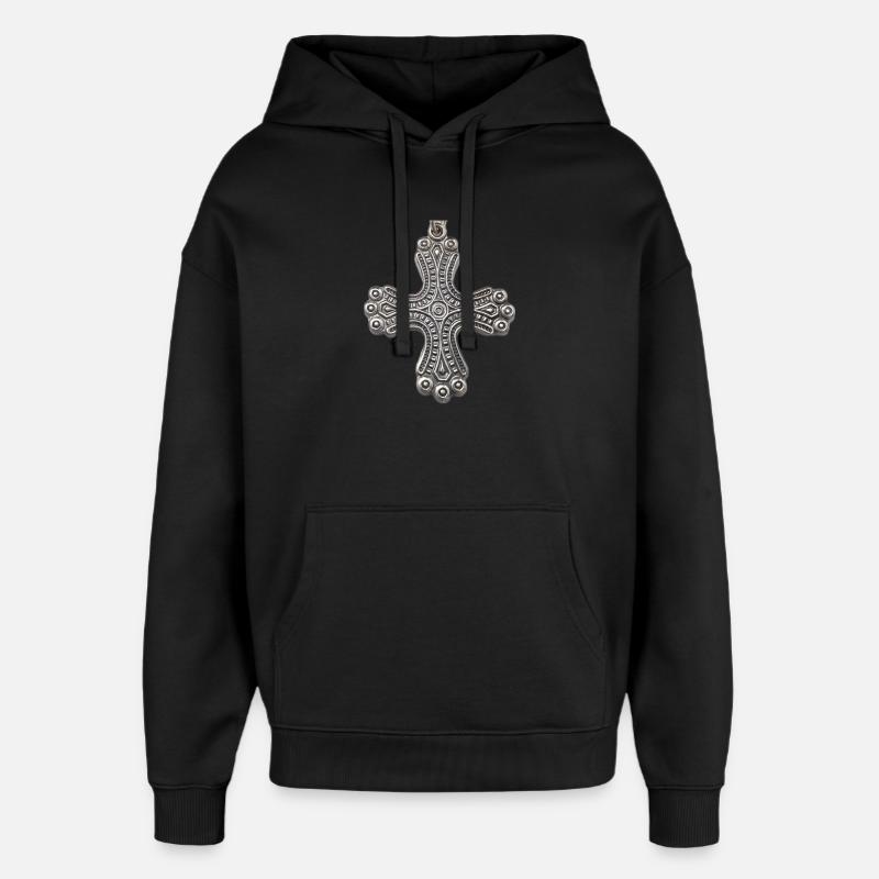 Croix d’argent de Kalevala - Sweat à capuche unisexe Stanley/Stella Oversized - noir