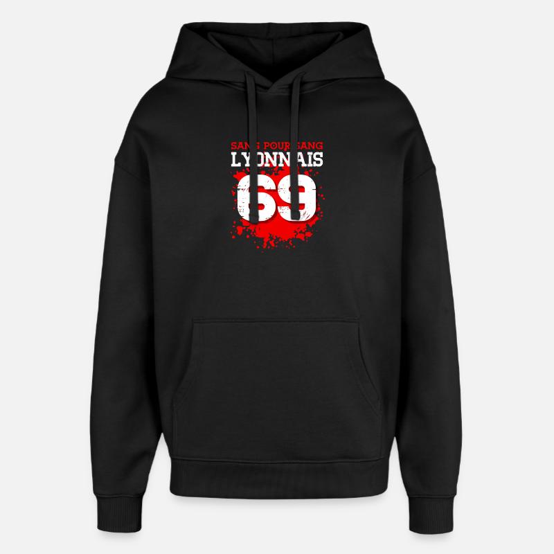 Sang pour Sang Lyonnais - Sweat à capuche unisexe Stanley/Stella Oversized - noir