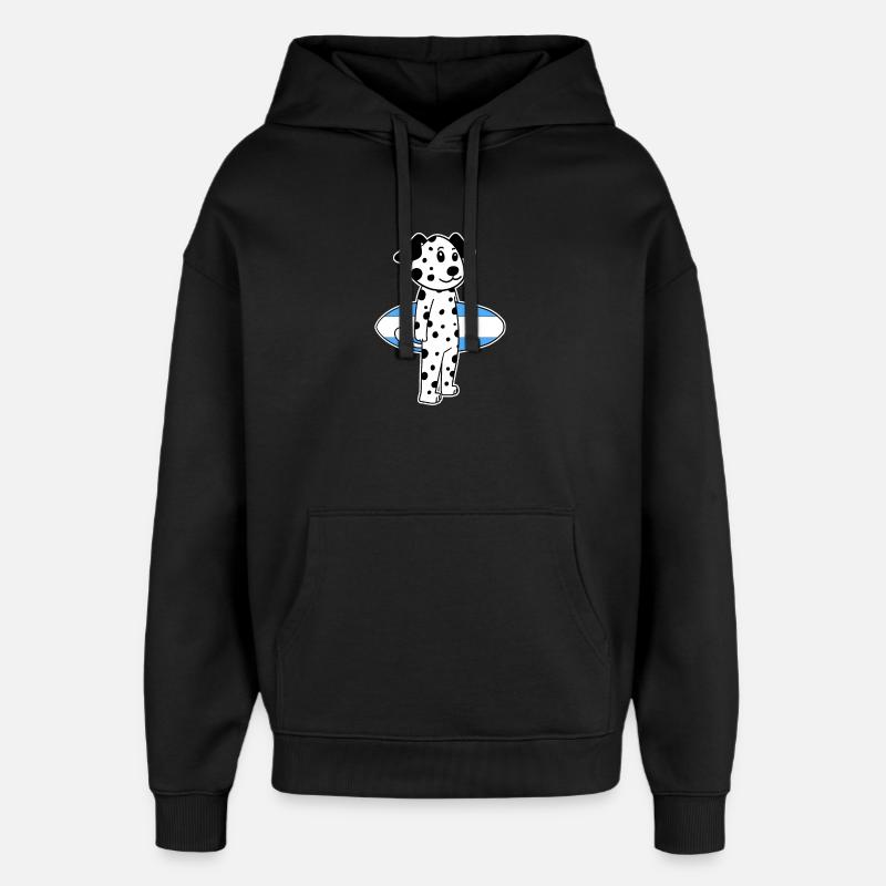 Surfboard Chien Dalmatien Surf Cadeau - Sweat à capuche unisexe Stanley/Stella Oversized - noir