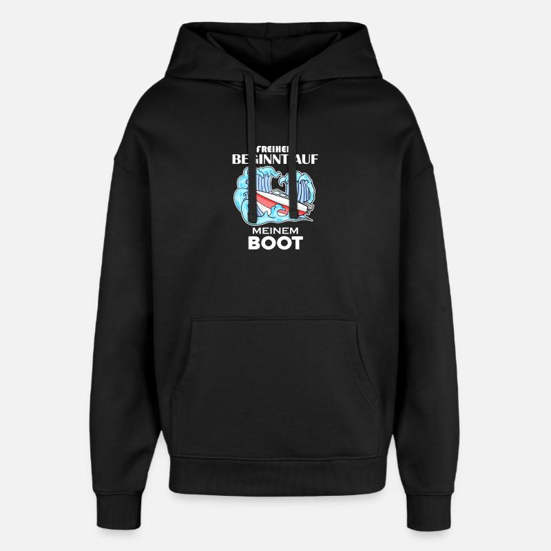 Motorboot Kapitän Boot Geschenk - Oversized Unisex Hoodie von Stanley/Stella - Schwarz