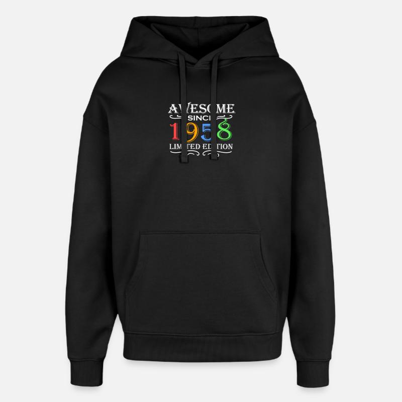 1958 - Né en 1958 - Sweat à capuche unisexe Stanley/Stella Oversized - noir