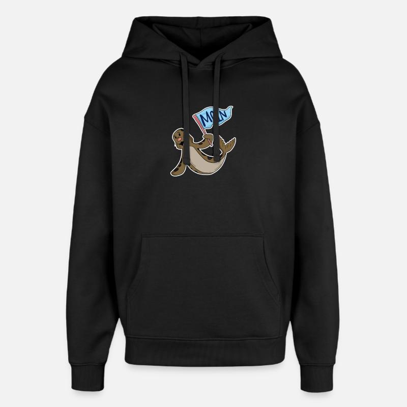 Robbe mit Moin Flagge - Oversized Unisex Hoodie von Stanley/Stella - Schwarz