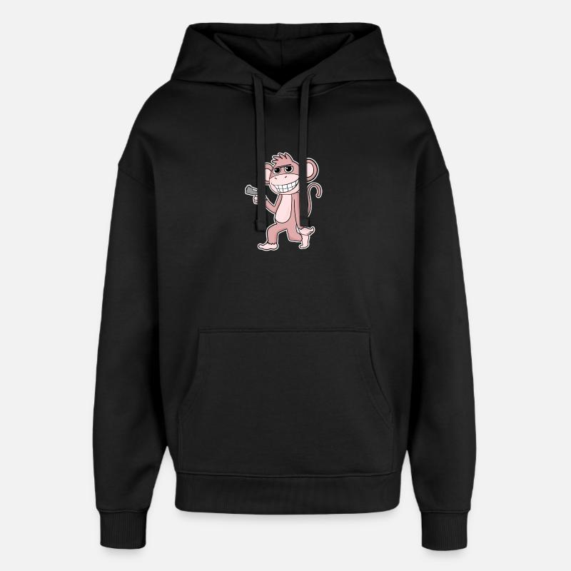 Singe avec pistolet - Sweat à capuche unisexe Stanley/Stella Oversized - noir