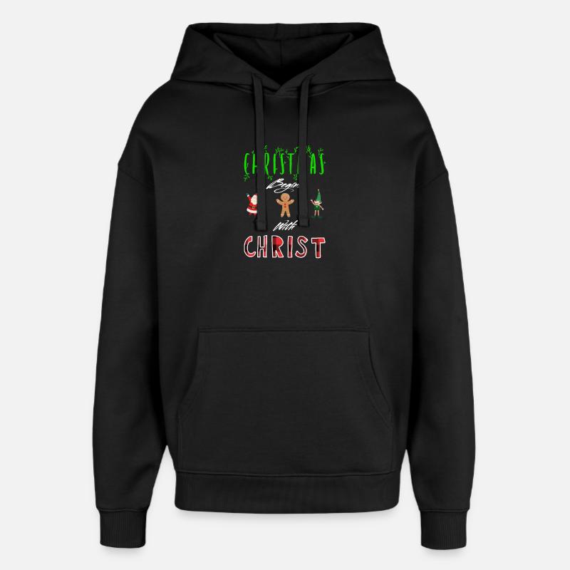 Noël commence avec Christ - Sweat à capuche unisexe Stanley/Stella Oversized - noir
