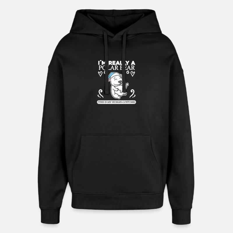 Eisbär - Oversized Unisex Hoodie von Stanley/Stella - Schwarz
