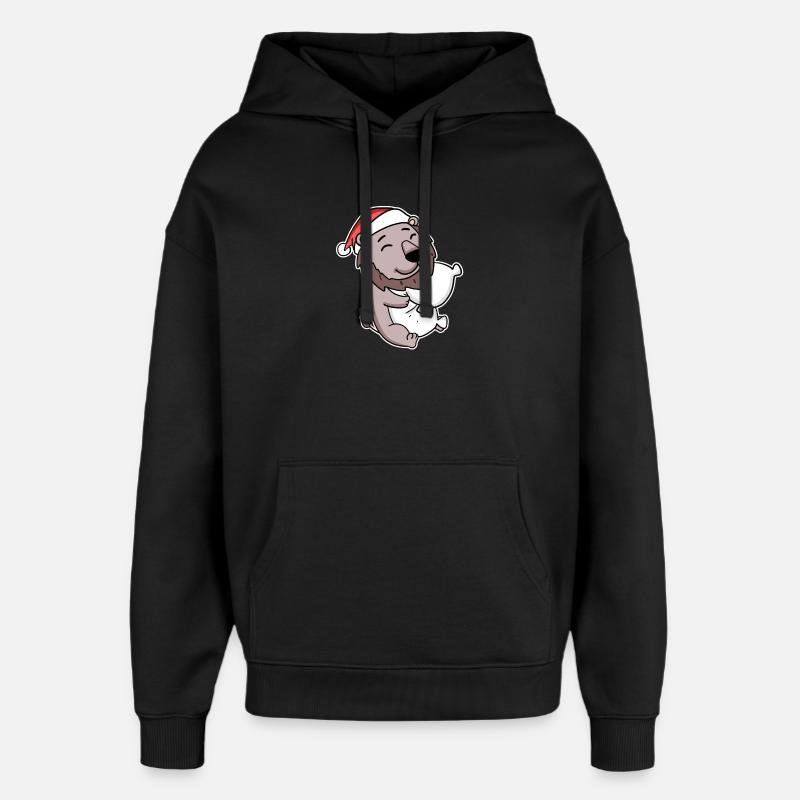 Lion Noël Sommeil Sommeil Sommeil - Sweat à capuche unisexe Stanley/Stella Oversized - noir