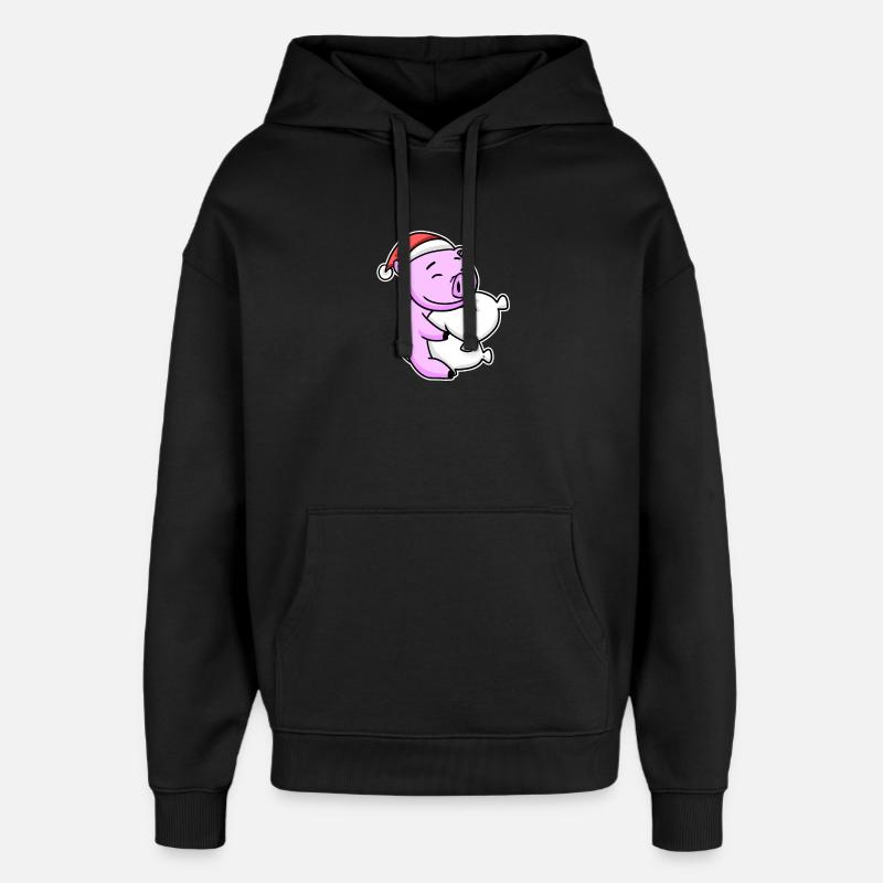 Cochon Noël Sommeil Sommeil Sommeil - Sweat à capuche unisexe Stanley/Stella Oversized - noir