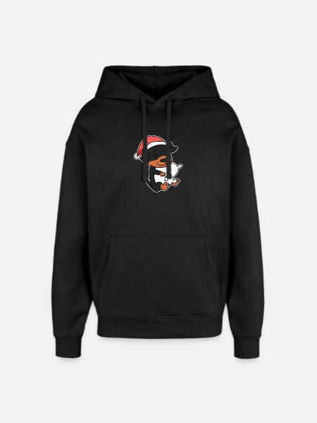 Rottweiler Dog Christmas Sleep Tired - Oversized Unisex Hoodie by Stanley/Stella - black