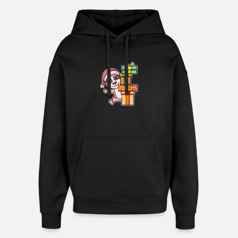 Paresseux de Noël avec cadeaux - Sweat à capuche unisexe Stanley/Stella Oversized - noir