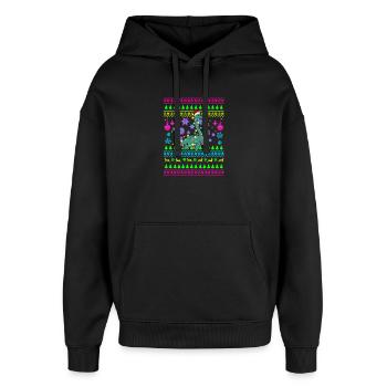 Weihnachtsdino mit Lichtern - Oversized Unisex Hoodie von Stanley/Stella - Schwarz - Vorne - AI Model Female 172 light (172cm) & AI Model Male 185 light (185cm)