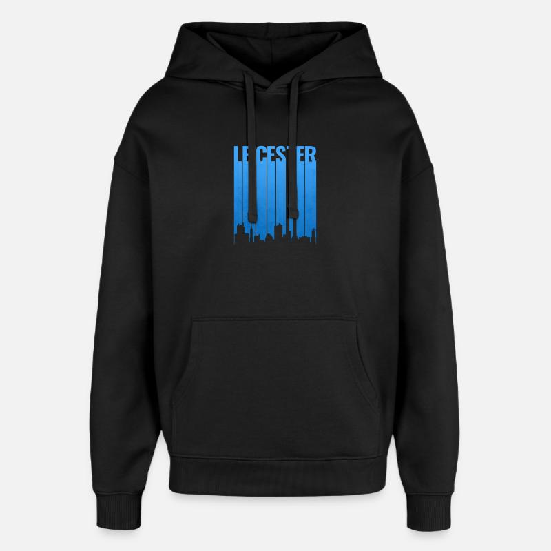 Leicester Skyline Blau Gradient - Oversized Unisex Hoodie von Stanley/Stella - Schwarz