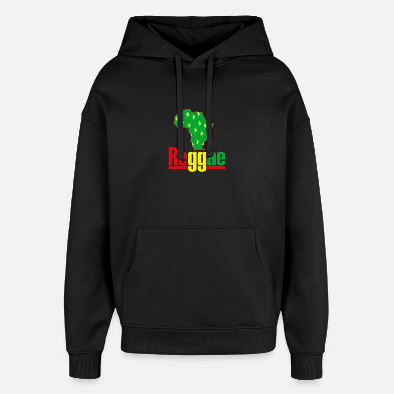 Afrika Reggae Karte mit Hanfblättern - Oversized Unisex Hoodie von Stanley/Stella - Schwarz