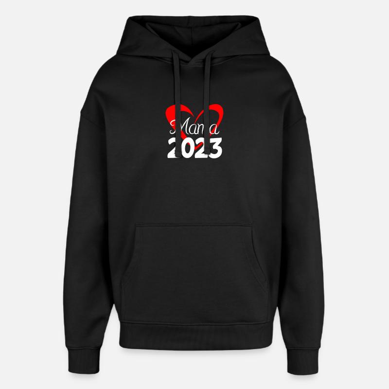 Maman 2023 Mère Grossesse Enceinte - Sweat à capuche unisexe Stanley/Stella Oversized - noir