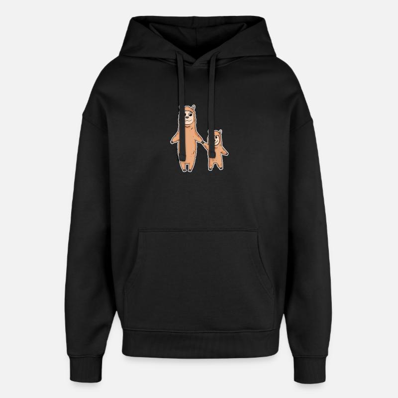 Lama avec bébé lama - Sweat à capuche unisexe Stanley/Stella Oversized - noir
