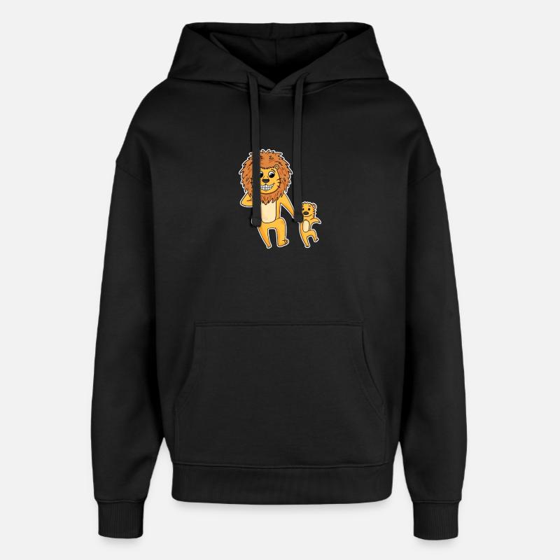 Lion avec bébé lion - Sweat à capuche unisexe Stanley/Stella Oversized - noir