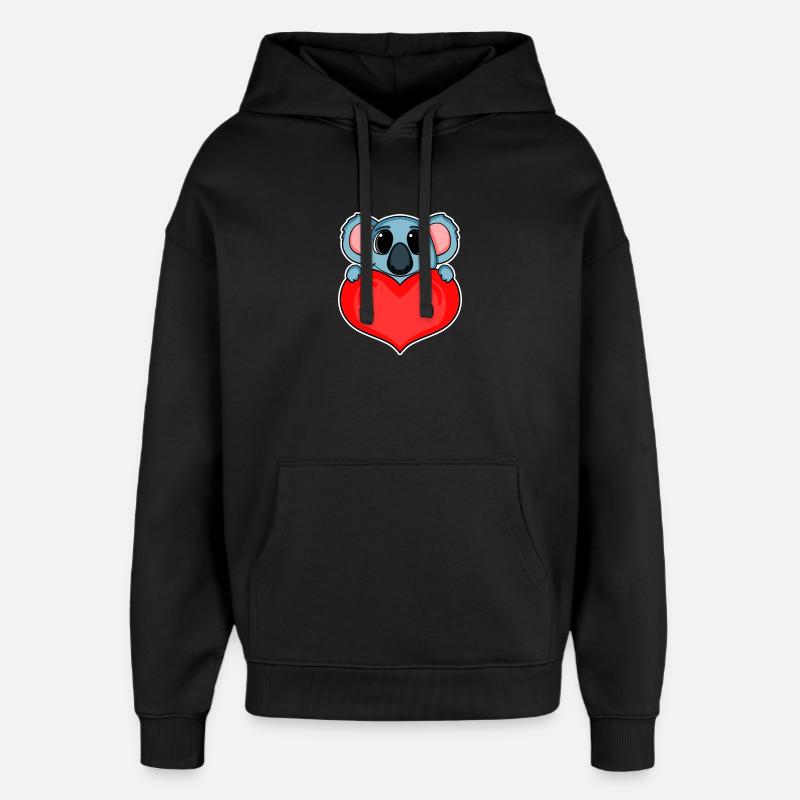 Koala avec cœur - Amour romantique - Sweat à capuche unisexe Stanley/Stella Oversized - noir