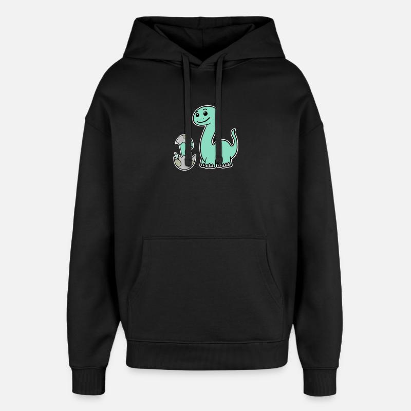 Dinosaure avec bébé dinosaure - Sweat à capuche unisexe Stanley/Stella Oversized - noir