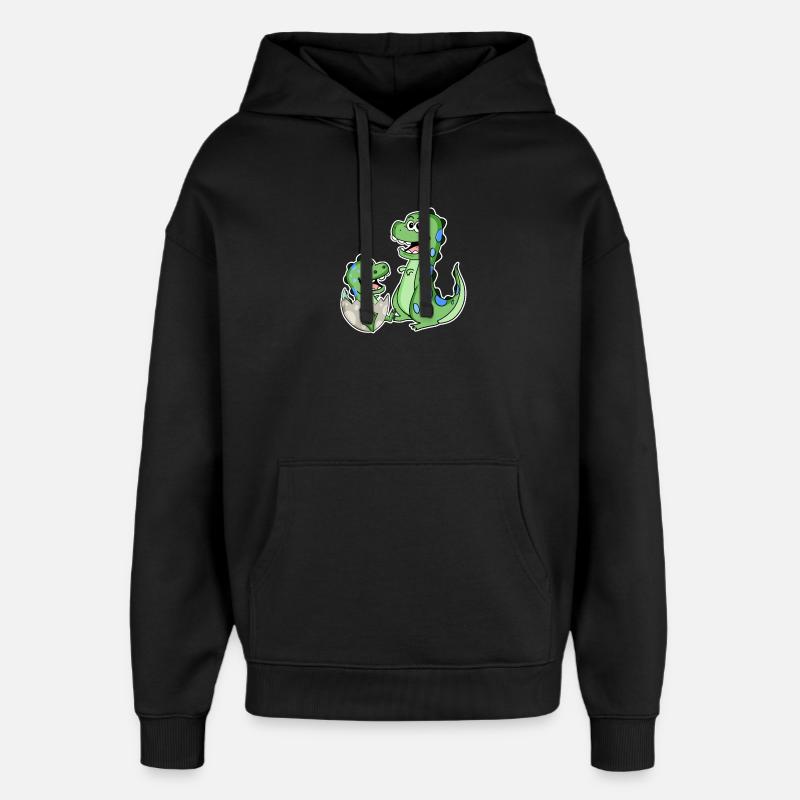 Dinosaure avec bébé dinosaure - Sweat à capuche unisexe Stanley/Stella Oversized - noir