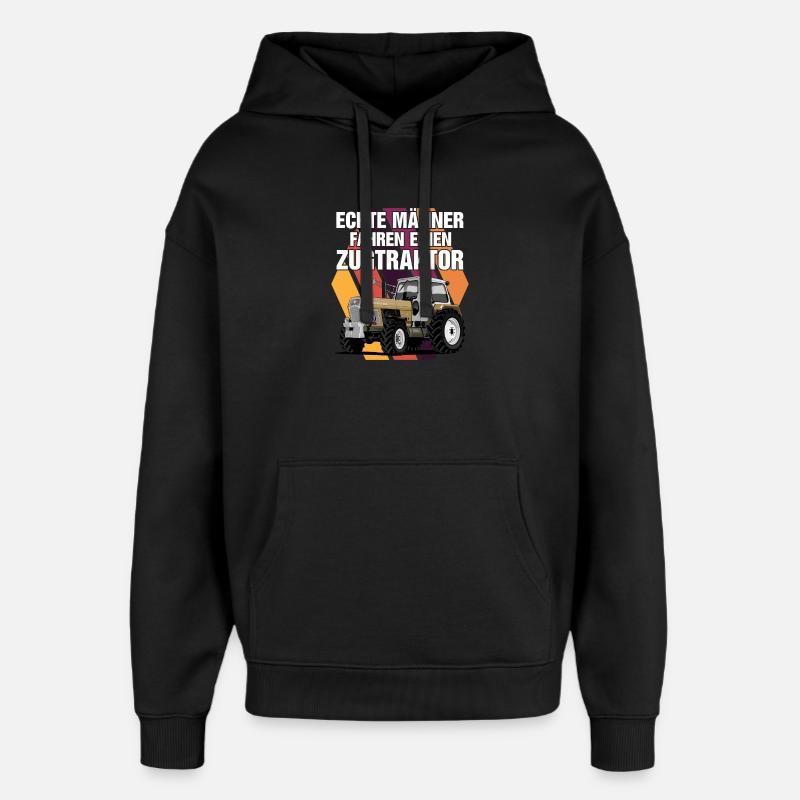 Echte Männer Zugtraktor - Oversized Unisex Hoodie von Stanley/Stella - Schwarz