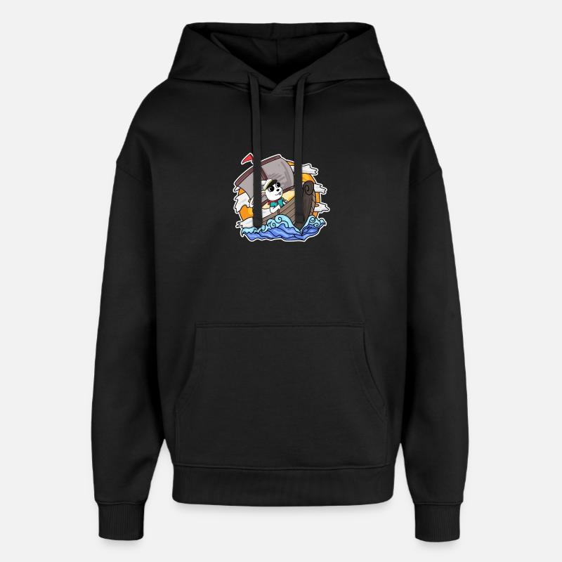 Rabbit Captain Boat - Oversized Unisex Hoodie by Stanley/Stella - black