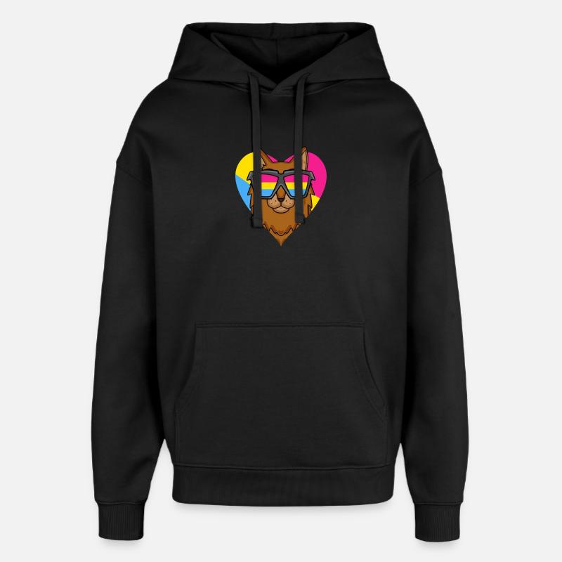 Pansexual Cat Somali Heart Gift - Sweat à capuche unisexe Stanley/Stella Oversized - noir