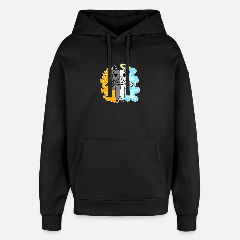 Cochon - Ange et Diable - Sweat à capuche unisexe Stanley/Stella Oversized - noir