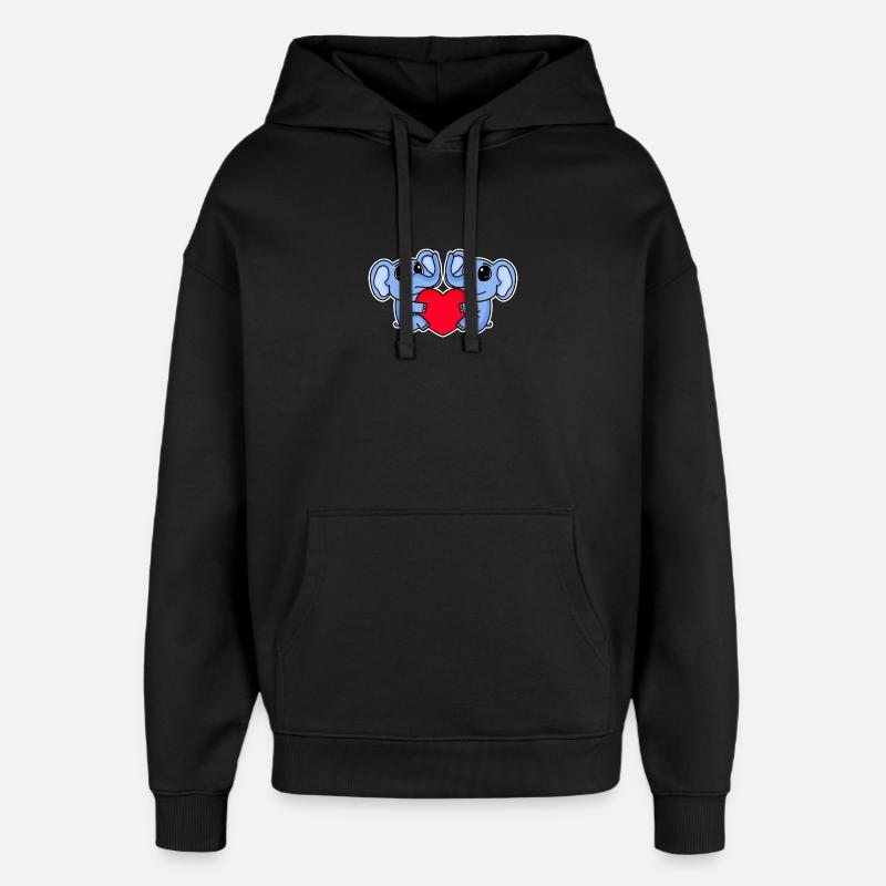 Elefant Herz Liebe Elefanten - Oversized Unisex Hoodie von Stanley/Stella - Schwarz