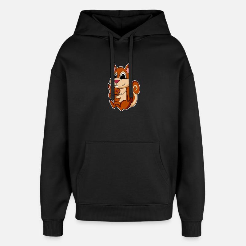 Famille d’écureuils - Écureuil avec bébé - Sweat à capuche unisexe Stanley/Stella Oversized - noir