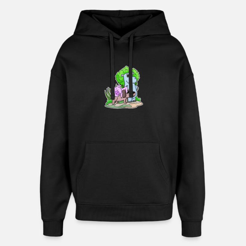 Cute animals - Oversized Unisex Hoodie by Stanley/Stella - black