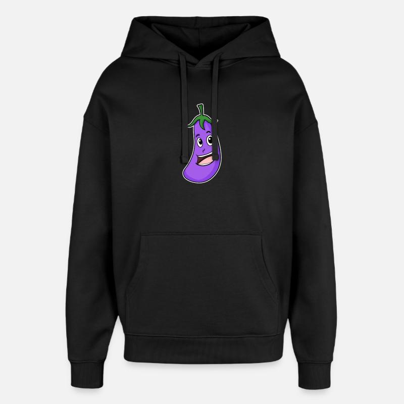Motif aubergine - Sweat à capuche unisexe Stanley/Stella Oversized - noir