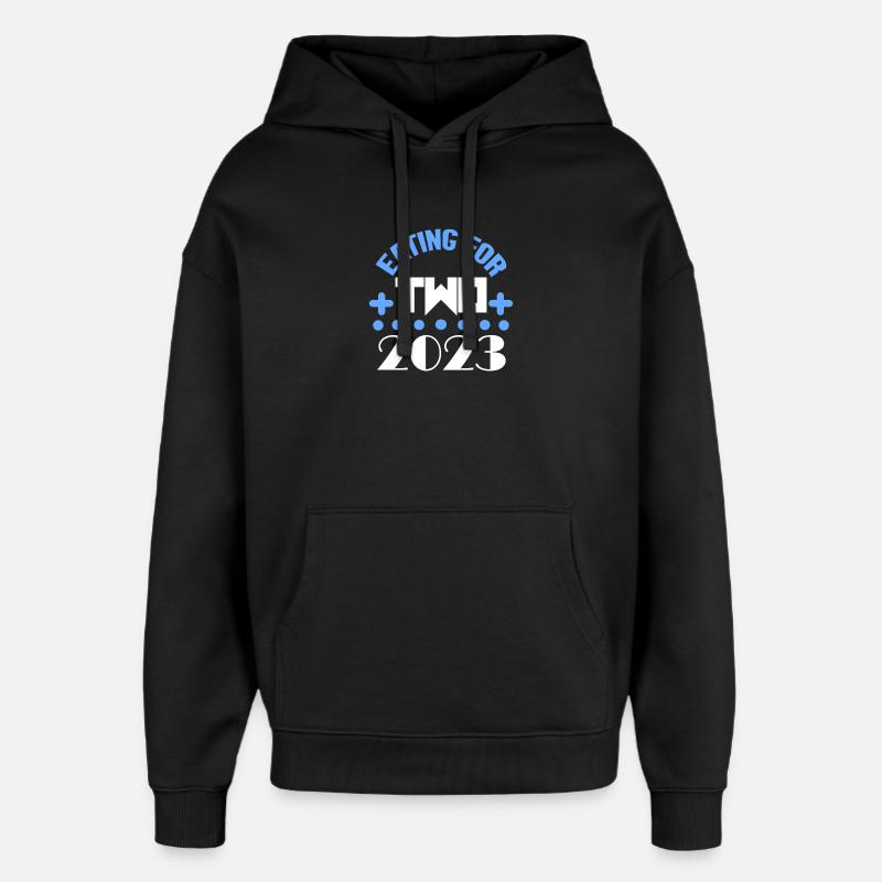 Grossesse Gémeaux 2023 - Sweat à capuche unisexe Stanley/Stella Oversized - noir