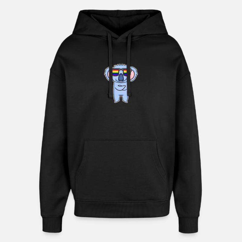 Arc-en-ciel - Koala avec lunettes - Sweat à capuche unisexe Stanley/Stella Oversized - noir
